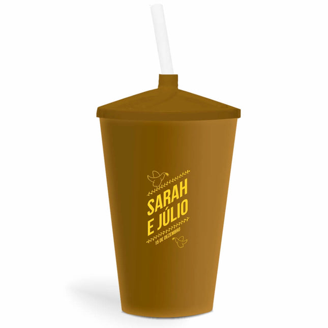 Copo Twister Com Canudo 600Ml  Leitoso Dourado  1X0