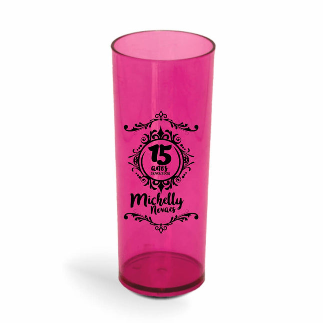 Copo Long Drink 350Ml  Transparente Rosa  1X0