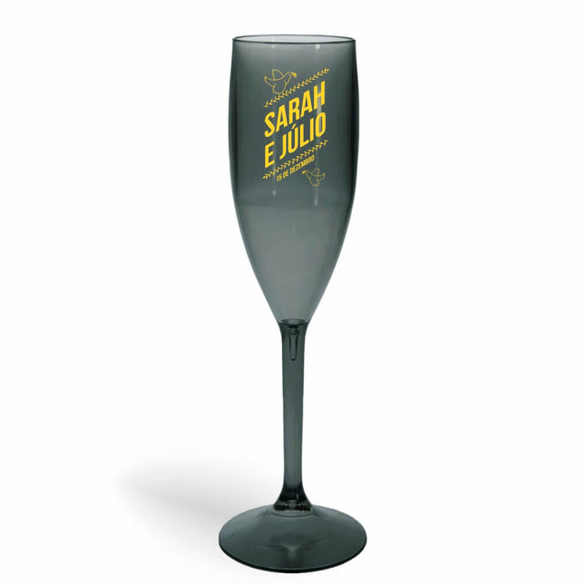 Taça De Champanhe 180Ml Impressão  Transparente Fumê  1X0