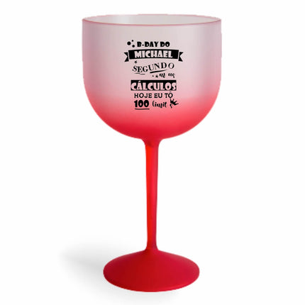 Taça De Gin 580Ml Impressão  Degradê Vermelha  1X0