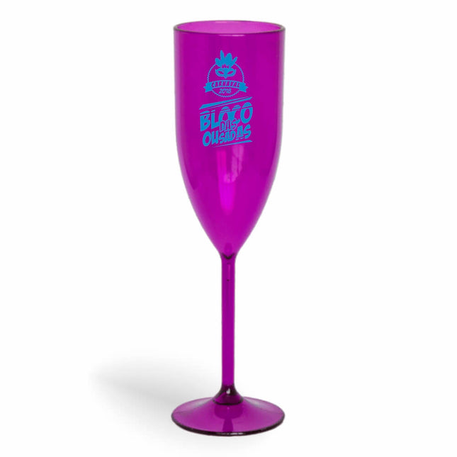 Taça De Champanhe 180Ml Impressão  Transparente Roxa  1X0