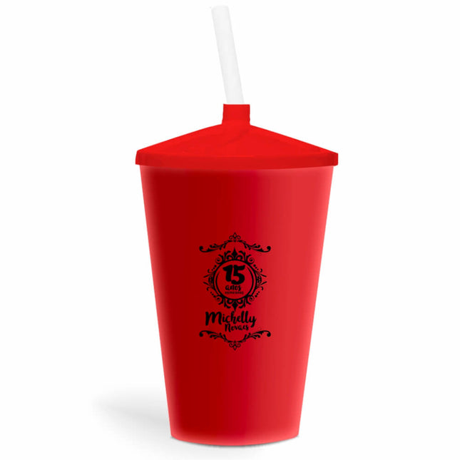 Copo Twister Com Canudo 600Ml  Leitoso Vermelho  1X0