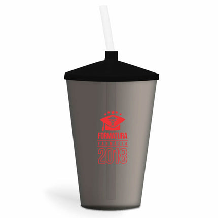 Copo Twister Com Canudo 600Ml  Transparente Fumê  1X0