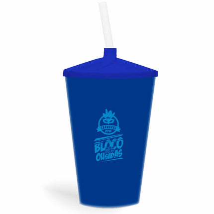 Copo Twister Com Canudo 600Ml  Leitoso Azul  1X0
