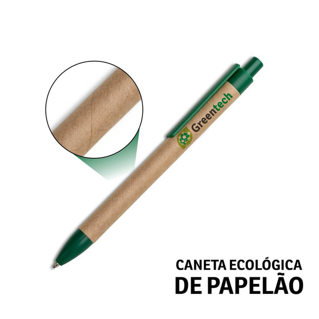 Canetas  Ecológicas Papelão  Clip De Plástico Verde