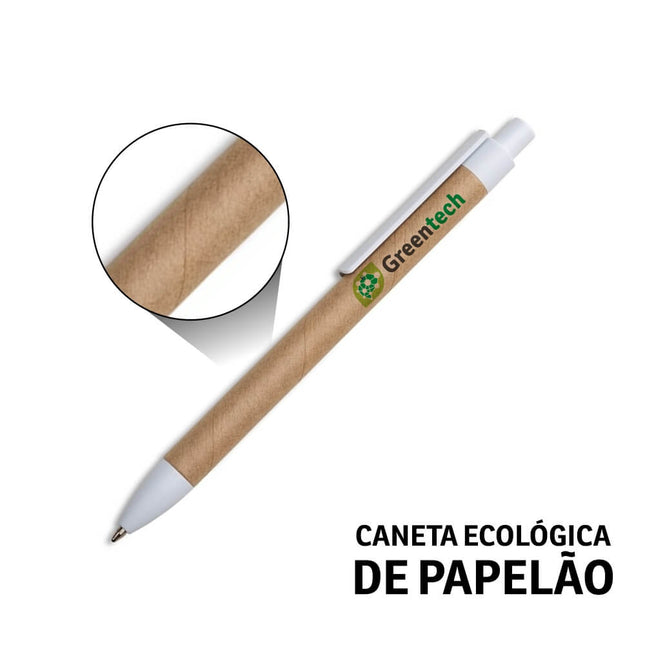 Canetas  Ecológicas Papelão  Clip De Plástico Branca