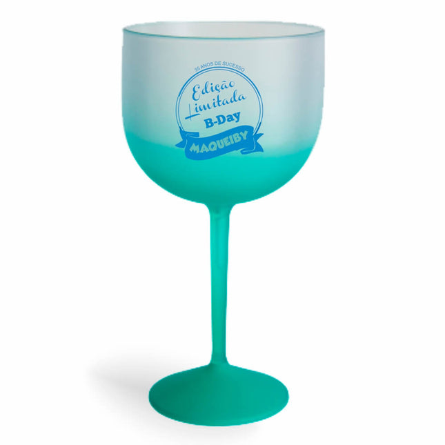 Taça De Gin 580Ml Impressão  Degradê Verde  1X0