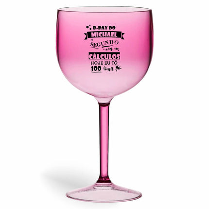 Taça De Gin 580Ml Impressão  Transparente Rosa  1X0