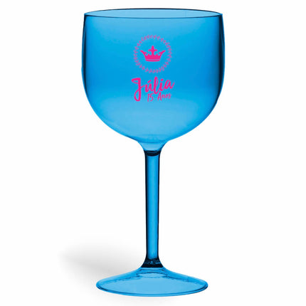Taça De Gin 580Ml Impressão  Transparente Azul  1X0