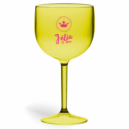 Taça De Gin 580Ml Impressão  Transparente Amarela  1X0