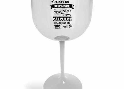 Taça De Gin 580Ml Impressão  Cristal Com Haste Colorida Branca  1X0