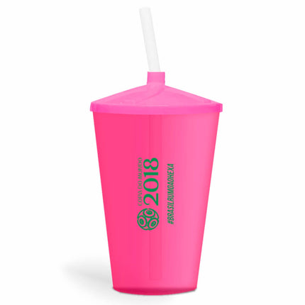 Copo Twister Com Canudo 600Ml  Transparente Rosa  1X0