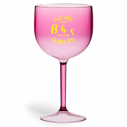 Taça De Gin 580Ml Impressão  Transparente Rosa  1X0
