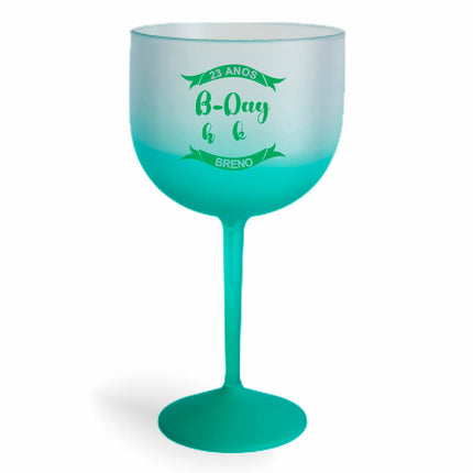 Taça De Gin 580Ml Impressão  Degradê Verde  1X0