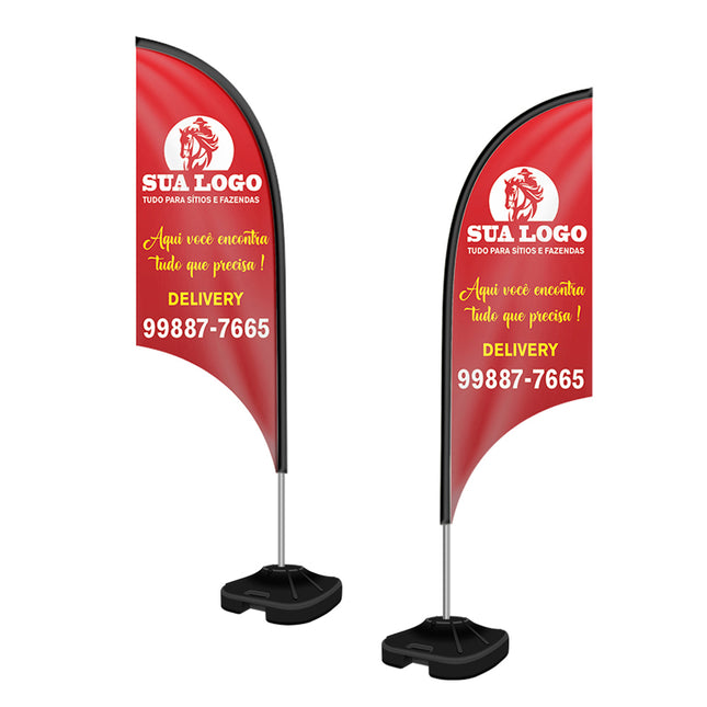 Wind Banner Kit Completo Tecido Oxford  Modelo Vela Altura Montado 2,50 Metros M 4X4