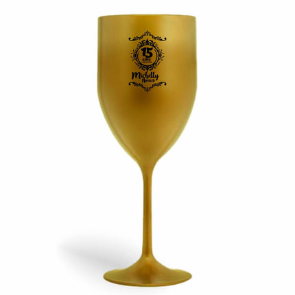 Taça De Vinho 330Ml Impressão  Leitosa Dourada  1X0