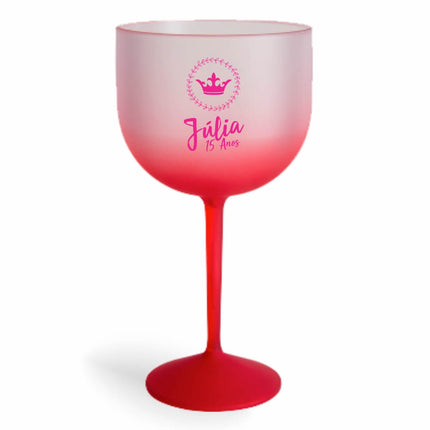 Taça De Gin 580Ml Impressão  Degradê Vermelha  1X0