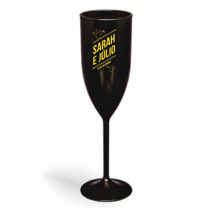Taça De Champanhe 180Ml Impressão  Leitosa Preta  1X0