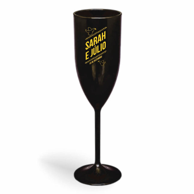 Taça De Champanhe 180Ml Impressão  Leitosa Preta  1X0