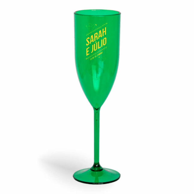Taça De Champanhe 180Ml Impressão  Transparente Verde  1X0