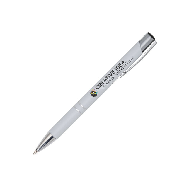 Canetas  Linha Premium Beta Soft  Acabamento Metalizado Branca