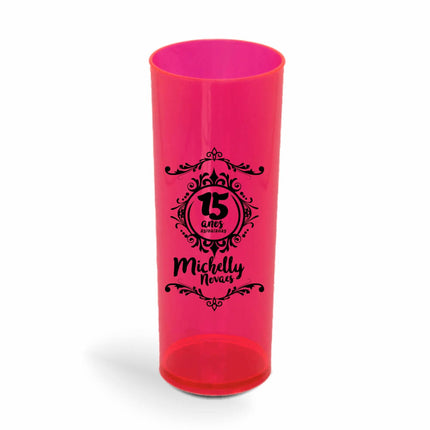 Copo Long Drink 350Ml  Transparente Vermelho Neon  1X0