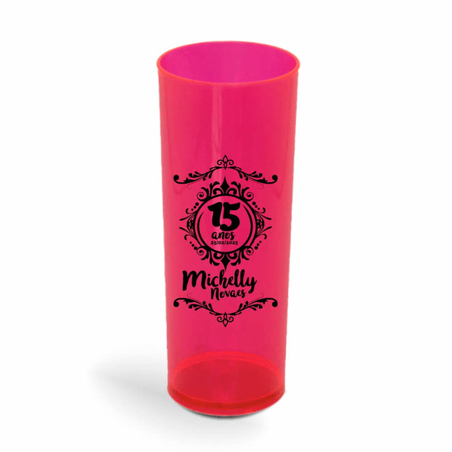 Copo Long Drink 350Ml  Transparente Vermelho Neon  1X0