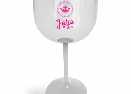Taça De Gin 580Ml Impressão  Cristal Com Haste Colorida Branca  1X0