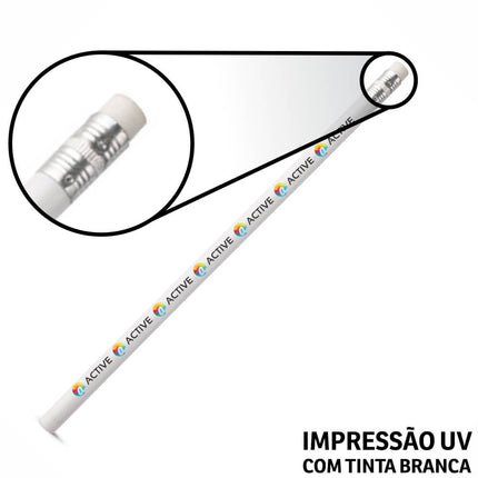 Lápis De Escrever Branco Resinado Com Borracha  4X0