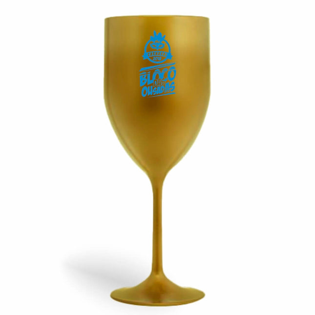 Taça De Vinho 330Ml Impressão  Leitosa Dourada  1X0