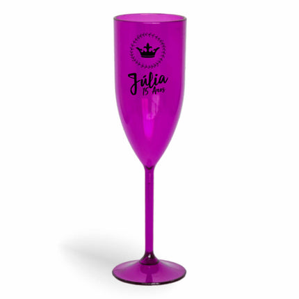 Taça De Champanhe 180Ml Impressão  Transparente Roxa  1X0