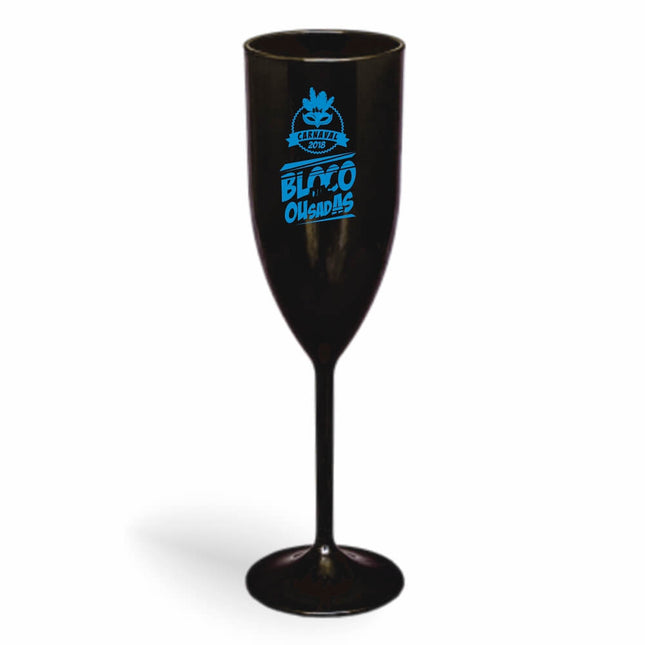 Taça De Champanhe 180Ml Impressão  Leitosa Preta  1X0