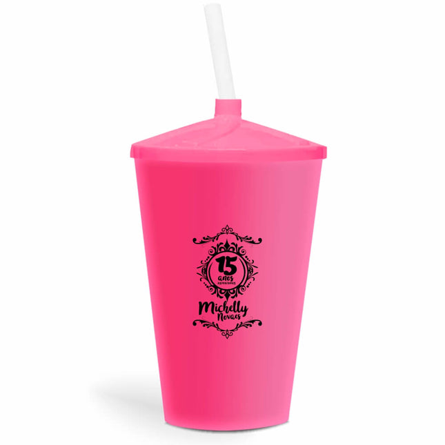 Copo Twister Com Canudo 600Ml  Leitoso Rosa  1X0