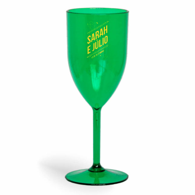 Taça De Vinho 330Ml Impressão  Transparente Verde  1X0