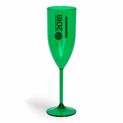 Taça De Champanhe 180Ml Impressão  Transparente Verde  1X0