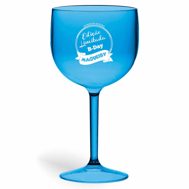 Taça De Gin 580Ml Impressão  Transparente Azul  1X0