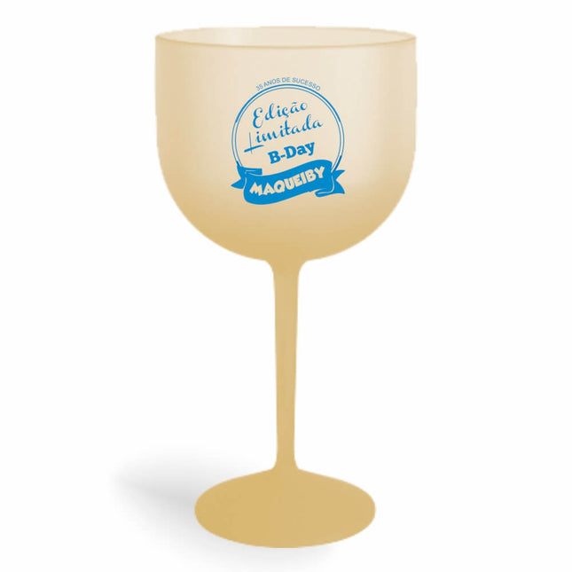 Taça De Gin 580Ml Impressão  Degradê Dourada  1X0