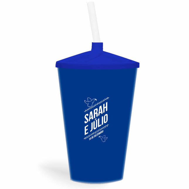Copo Twister Com Canudo 600Ml  Leitoso Azul  1X0