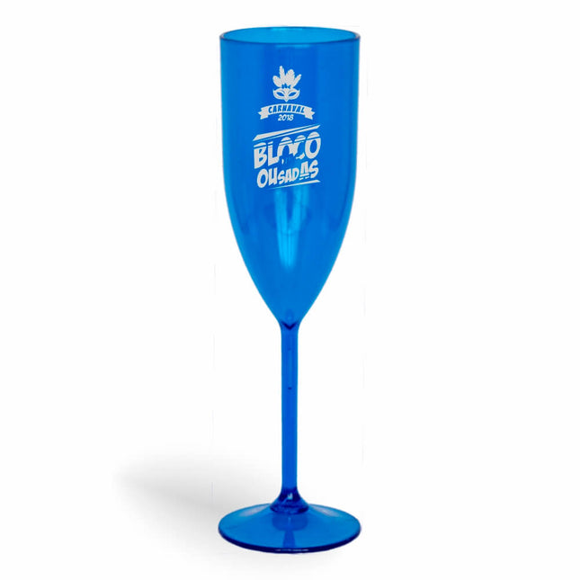 Taça De Champanhe 180Ml Impressão  Transparente Azul  1X0
