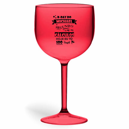 Taça De Gin 580Ml Impressão  Transparente Vermelha  1X0