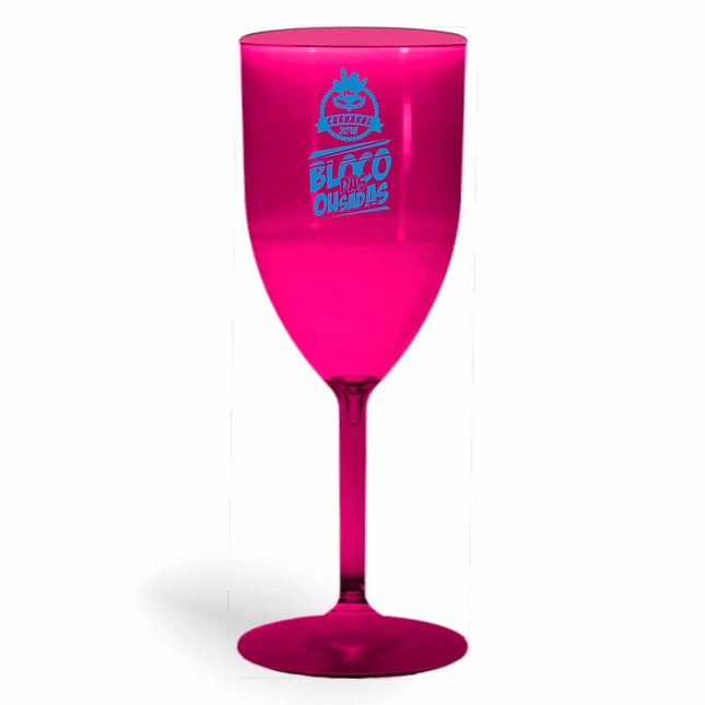 Taça De Vinho 330Ml Impressão  Transparente Rosa  1X0