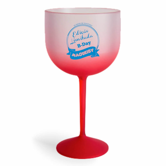 Taça De Gin 580Ml Impressão  Degradê Vermelha  1X0