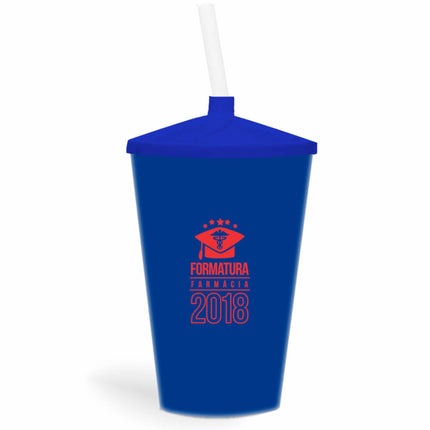 Copo Twister Com Canudo 600Ml  Leitoso Azul  1X0