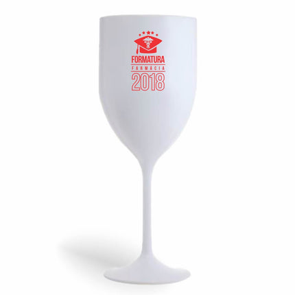 Taça De Vinho 330Ml Impressão  Leitosa Branca  1X0