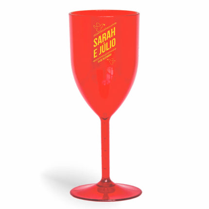 Taça De Vinho 330Ml Impressão  Transparente Vermelha  1X0
