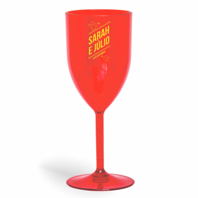 Taça De Vinho 330Ml Impressão  Transparente Vermelha  1X0