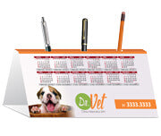 Calendário De Mesa Porta Canetas Horizontal Couchê 300G  Lam Fosca Frente  4X0