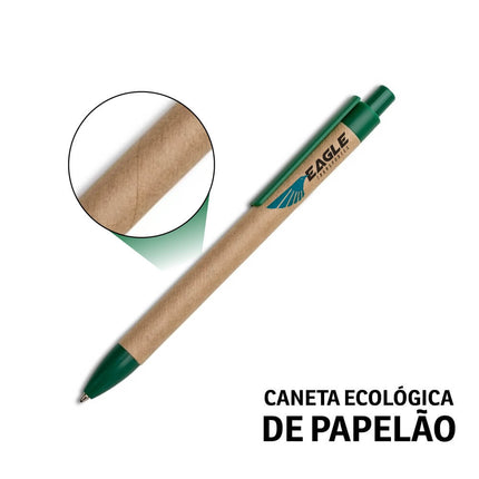 Canetas  Ecológicas Papelão  Clip De Plástico Verde