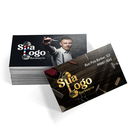Cartões De Visita Europeu Couchê 250G Hot Stamping Lam Fosca Fv E Hot Stamping Fr  4X4