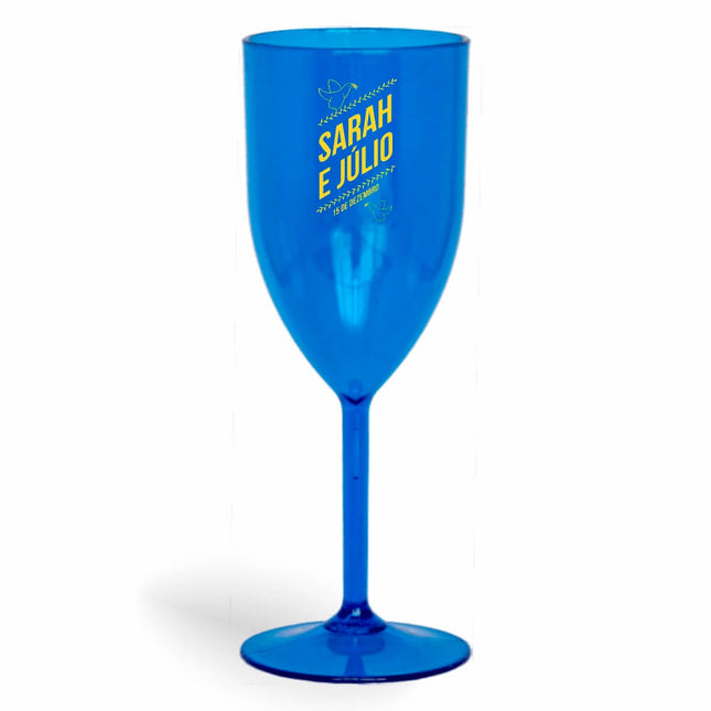 Taça De Vinho 330Ml Impressão  Transparente Azul  1X0